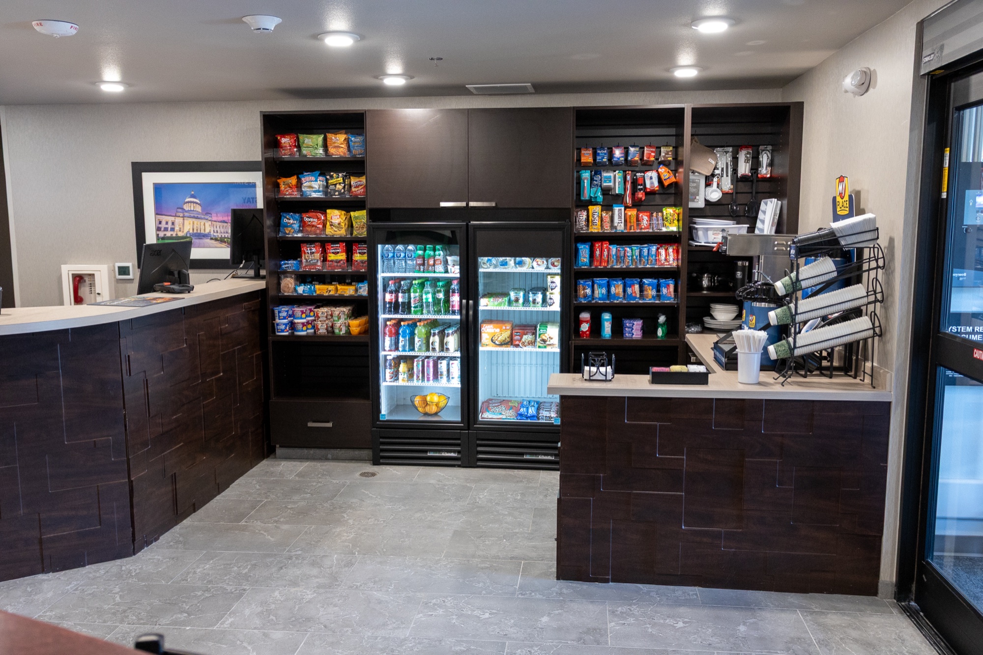 Lobby market and coffee area at My Place Hotel Jonesboro